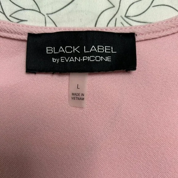 NWT* Black Label by EVAN PICONE Sleeveless Pink Crepe Faux Wrap Dress Large - Picture 5 of 12